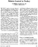 Malaria control in Turkey