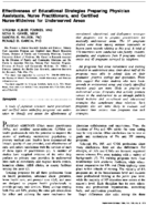 Effectiveness Of Educational Strategies Preparing Physician Assistants Nurse Practitioners And Certified NurseMidwives For Underserved Areas