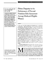 Ethnic Disparity In The Performance Of Prenatal Nutrition Risk Assessment Among MedicaidEligible Women