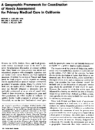 A Geographic Framework For Coordination Of Needs Assessment For Primary Medical Care In California