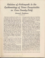 Relation of arthropods to the epidemiology of virus encephalitis in Kern County Calif