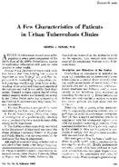 A Few Characteristics Of Patients In Urban Tuberculosis Clinics