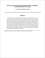 Skin Failure of Roof and Rib and Support Techniques in Underground Coal Mines