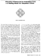 Allocation Of Resources For Ambulatory Care A Staffing Model For Outpatient Clinics