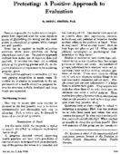 Pretesting A positive approach to evaluation