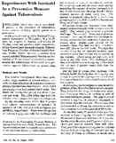 Experiments with isoniazid as a preventive measure against tuberculosis