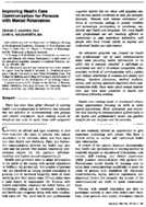 Improving Health Care Communication For Persons With Mental Retardation