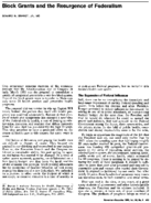 Block Grants And The Resurgence Of Federalism