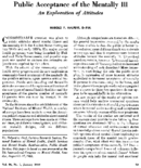 Public Acceptance Of The Mentally Ill An Exploration Of Attitudes