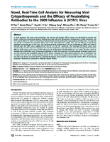 Novel RealTime Cell Analysis for Measuring Viral Cytopathogenesis and the Efficacy of Neutralizing Antibodies to the 2009 Influenza A H1N1 Virus