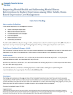Improving Mental Health and Addressing Mental Illness Interventions to Reduce Depression among Older Adults HomeBased Depression Care Management
