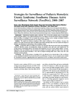 Strategies for Surveillance of Pediatric Hemolytic Uremic Syndrome Foodborne Diseases Active Surveillance Network FoodNet 20002007