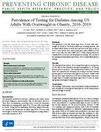 Prevalence of Testing for Diabetes Among US Adults With Overweight or Obesity 20162019