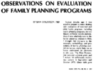 Observations On Evaluation Of Family Planning Programs