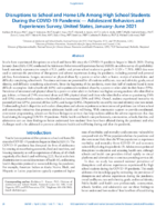 Disruptions to School and Home Life Among High School Students During the COVID19 Pandemic  Adolescent Behaviors and Experiences Survey United States JanuaryJune 2021