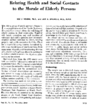 Relating health and social contacts to the morale of elderly persons