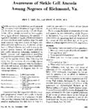 Awareness Of Sickle Cell Anemia Among Negroes Of Richmond VA