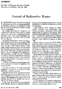 Control of radioactive wastes