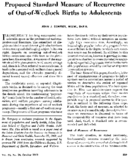 Proposed Standard Measure Of Recurrence Of OutOfWedlock Births To Adolescents