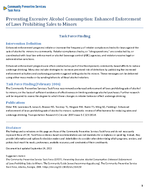 Preventing Excessive Alcohol Consumption Enhanced Enforcement of Laws Prohibiting Sales to Minors