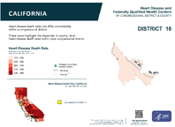 CA Congressional District 16 Heart Disease and Federally Qualified Health Centers Map 118th Congress