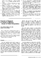 Overview Of Research On Women In MedicineIssues For Public Policymakers