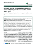 Asthma in patients hospitalized with pandemic influenza AH1N1pdm09 virus infectionUnited States 2009