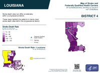 LA Congressional District 04 Stroke and Federally Qualified Health Centers Map 119th Congress