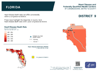 FL Congressional District 09 Heart Disease and Federally Qualified Health Centers Map 118th Congress