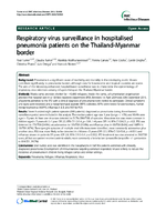 Respiratory virus surveillance in hospitalised pneumonia patients on the ThailandMyanmar border