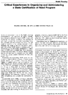 Critical experiences in organizing and administering a state certification of need program