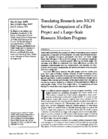 Translating research into MCH service comparison of a pilot project and a largescale resource mothers program