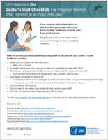 Doctors Visit Checklist For Pregnant Women Who Traveled to an Area with Zika March 14 2016