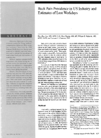 Back Pain Prevalence in US Industry and Estimates of Lost Workdays