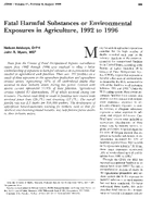 Fatal Harmful Substances or Environmental Exposures in Agriculture 1992 to 1996