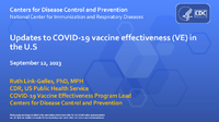 Updates to COVID19 vaccine effectiveness VE in the US