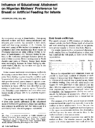 Influence Of Educational Attainment On Nigerian Mothers Preference For Breast Or Artificial Feeding For Infants