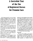 A Controlled Test Of The Use Of Registered Nurses For Prenatal Care