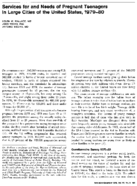 Services for and needs of pregnant teenagers in large cities of the United States 197980