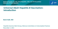 Universal adult Hepatitis B vaccination  introduction