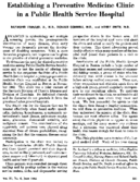 Establishing a preventive medicine clinic in a Public Health Service hospital