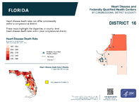 FL Congressional District 16 Heart Disease and Federally Qualified Health Centers Map 118th Congress