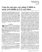 Using the Coal Mine Roof Rating CMRR to Assess Roof Stability in US Coal Mines