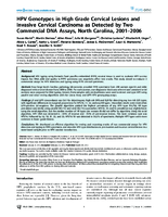 HPV Genotypes in High Grade Cervical Lesions and Invasive Cervical Carcinoma as Detected by Two Commercial DNA Assays North Carolina 20012006