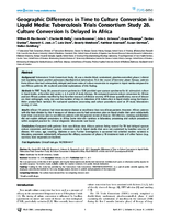 Geographic Differences in Time to Culture Conversion in Liquid Media Tuberculosis Trials Consortium Study 28 Culture Conversion Is Delayed in Africa