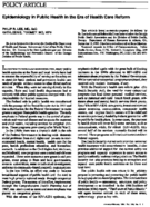 Epidemiology In Public Health In The Era Of Health Care Reform