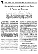 Use of anthropological methods and data in planning and operation