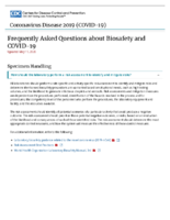Frequently Asked Questions About Biosafety and COVID19 May 11 2020
