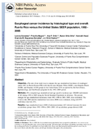 Esophageal cancer incidence by histological type and overall Puerto Rico versus the United States SEER population 19922005
