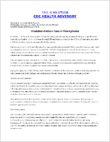 Inhalation anthrax case in Pennsylvania